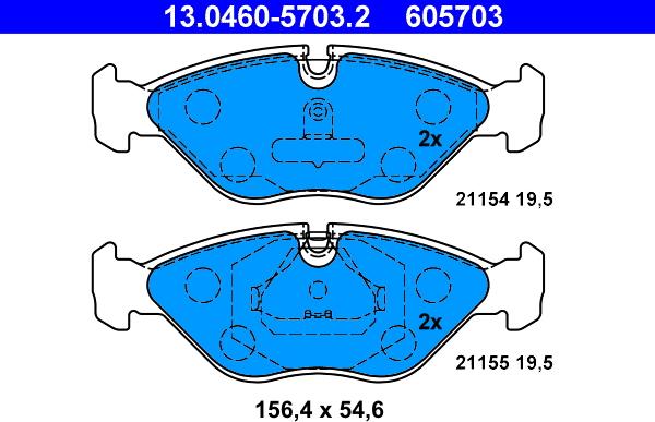 ATE 13.0460-5703.2 - Kit pastiglie freno, Freno a disco www.autoricambit.com