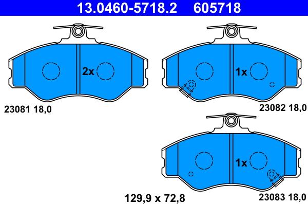 ATE 13.0460-5718.2 - Kit pastiglie freno, Freno a disco www.autoricambit.com