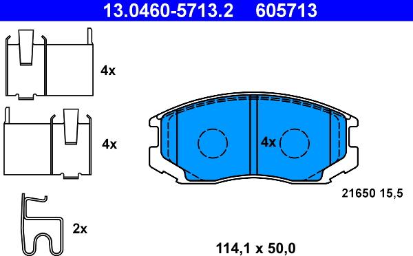 ATE 13.0460-5713.2 - Kit pastiglie freno, Freno a disco www.autoricambit.com