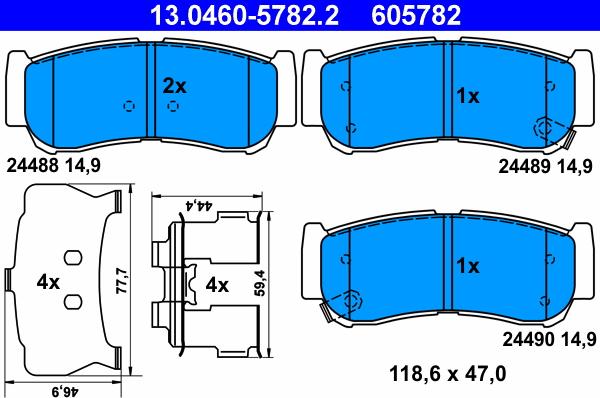 ATE 13.0460-5782.2 - Kit pastiglie freno, Freno a disco www.autoricambit.com