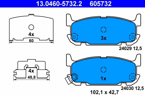 ATE 13.0460-5732.2 - Kit pastiglie freno, Freno a disco www.autoricambit.com