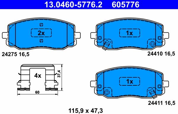 ATE 13.0460-5776.2 - Kit pastiglie freno, Freno a disco www.autoricambit.com