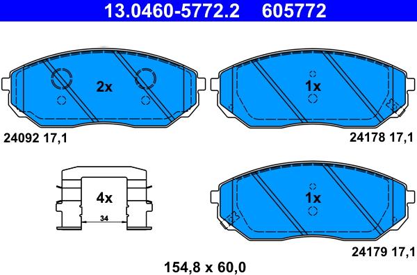 ATE 13.0460-5772.2 - Kit pastiglie freno, Freno a disco www.autoricambit.com