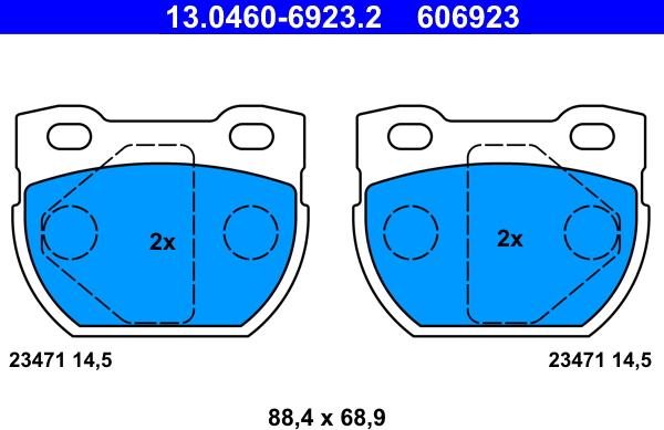 ATE 13.0460-6923.2 - Kit pastiglie freno, Freno a disco www.autoricambit.com