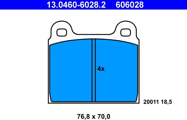 ATE 13.0460-6028.2 - Kit pastiglie freno, Freno a disco www.autoricambit.com