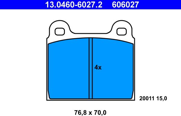 ATE 13.0460-6027.2 - Kit pastiglie freno, Freno a disco www.autoricambit.com