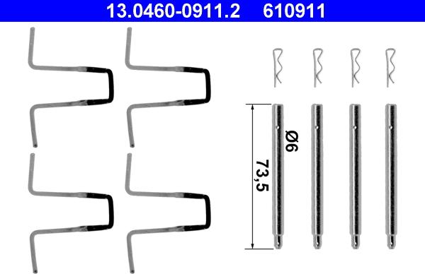 ATE 13.0460-0911.2 - Kit accessori, Pastiglia freno www.autoricambit.com