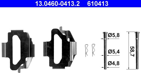 ATE 13.0460-0413.2 - Kit accessori, Pastiglia freno www.autoricambit.com