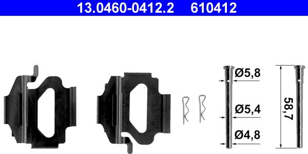 ATE 13.0460-0412.2 - Kit accessori, Pastiglia freno www.autoricambit.com