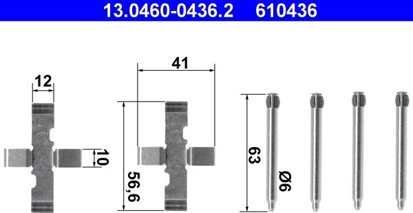 ATE 13.0460-0436.2 - Kit accessori, Pastiglia freno www.autoricambit.com