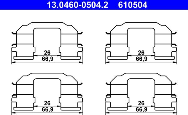 ATE 13.0460-0504.2 - Kit accessori, Pastiglia freno www.autoricambit.com