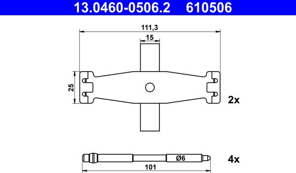 ATE 13.0460-0506.2 - Kit accessori, Pastiglia freno www.autoricambit.com