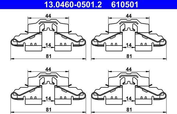 ATE 13.0460-0501.2 - Kit accessori, Pastiglia freno www.autoricambit.com