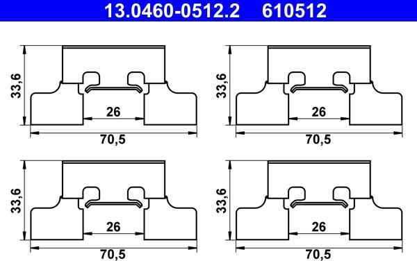 ATE 13.0460-0512.2 - Kit accessori, Pastiglia freno www.autoricambit.com