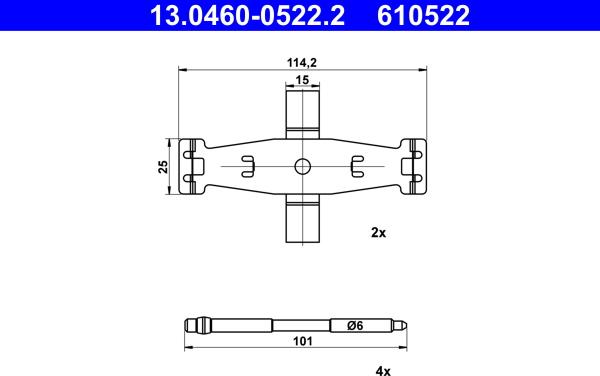 ATE 13.0460-0522.2 - Kit accessori, Pastiglia freno www.autoricambit.com