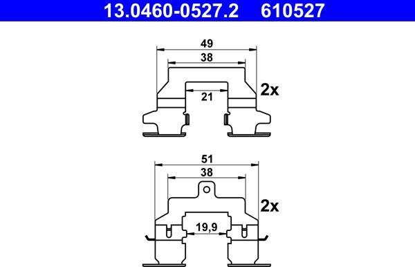 ATE 13.0460-0527.2 - Kit accessori, Pastiglia freno www.autoricambit.com