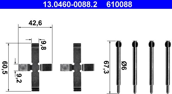 ATE 13.0460-0088.2 - Kit accessori, Pastiglia freno www.autoricambit.com