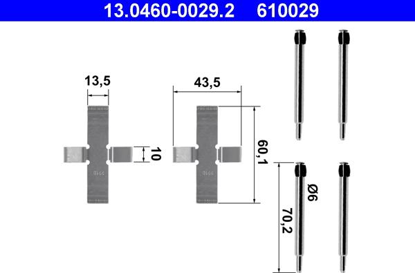 ATE 13.0460-0029.2 - Kit accessori, Pastiglia freno www.autoricambit.com