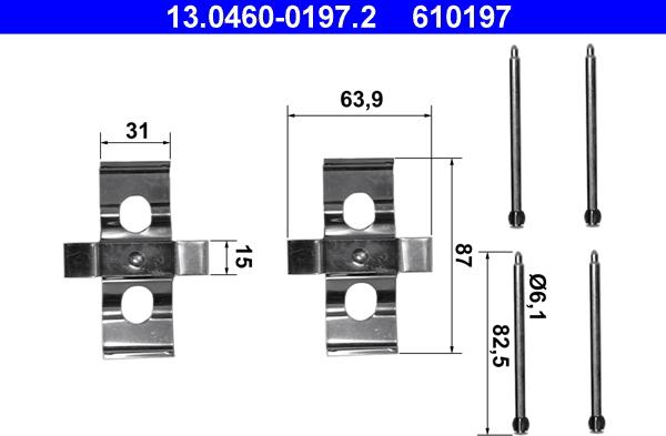 ATE 13.0460-0197.2 - Kit accessori, Pastiglia freno www.autoricambit.com