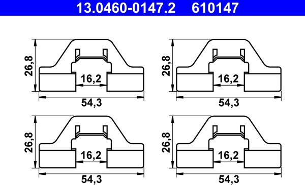 ATE 13.0460-0147.2 - Kit accessori, Pastiglia freno www.autoricambit.com