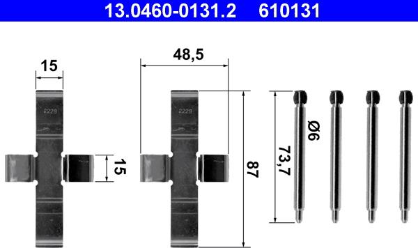 ATE 13.0460-0131.2 - Kit accessori, Pastiglia freno www.autoricambit.com