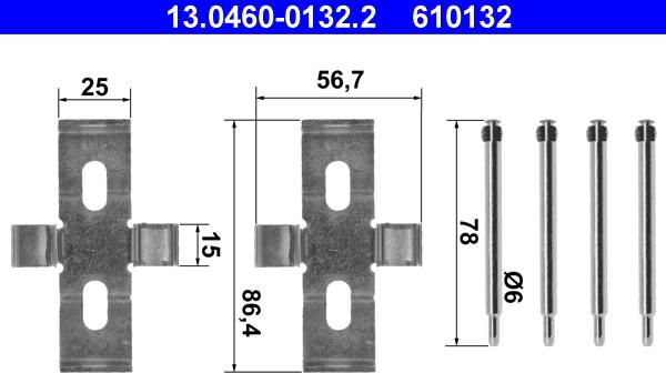 ATE 13.0460-0132.2 - Kit accessori, Pastiglia freno www.autoricambit.com