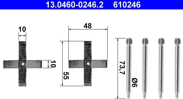 ATE 13.0460-0246.2 - Kit accessori, Pastiglia freno www.autoricambit.com