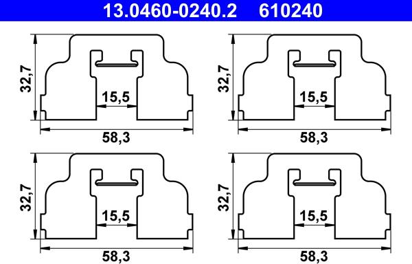 ATE 13.0460-0240.2 - Kit accessori, Pastiglia freno www.autoricambit.com