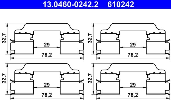 ATE 13.0460-0242.2 - Kit accessori, Pastiglia freno www.autoricambit.com