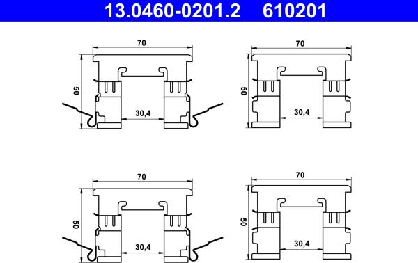 ATE 13.0460-0201.2 - Kit accessori, Pastiglia freno www.autoricambit.com