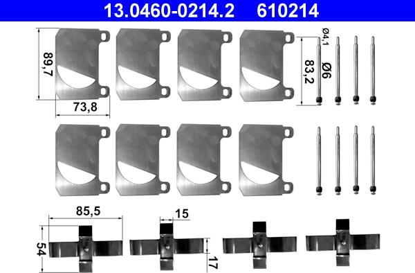 ATE 13.0460-0214.2 - Kit accessori, Pastiglia freno www.autoricambit.com