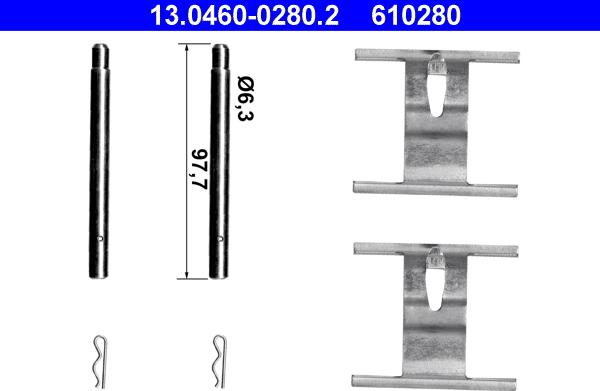 ATE 13.0460-0280.2 - Kit accessori, Pastiglia freno www.autoricambit.com