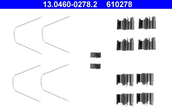 ATE 13.0460-0278.2 - Kit accessori, Pastiglia freno www.autoricambit.com