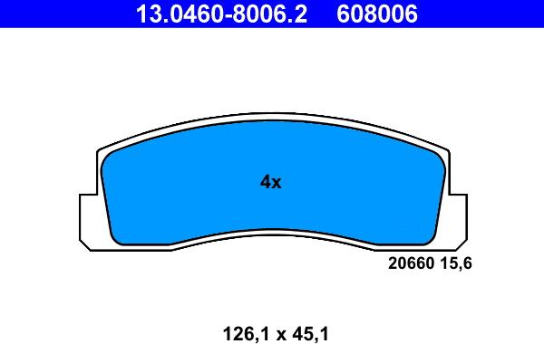 ATE 13.0460-8006.2 - Kit pastiglie freno, Freno a disco www.autoricambit.com