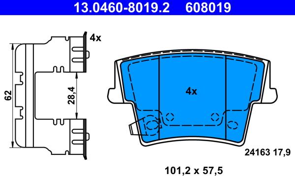 ATE 13.0460-8019.2 - Kit pastiglie freno, Freno a disco www.autoricambit.com