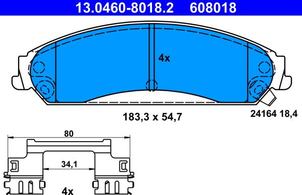 ATE 13.0460-8018.2 - Kit pastiglie freno, Freno a disco www.autoricambit.com