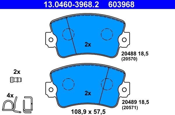 ATE 13.0460-3968.2 - Kit pastiglie freno, Freno a disco www.autoricambit.com