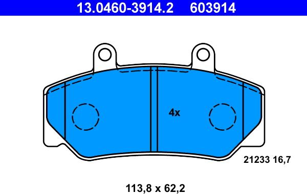 ATE 13.0460-3914.2 - Kit pastiglie freno, Freno a disco www.autoricambit.com