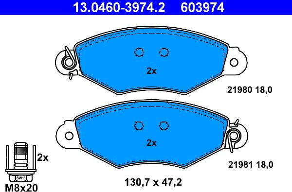 ATE 13.0460-3974.2 - Kit pastiglie freno, Freno a disco www.autoricambit.com