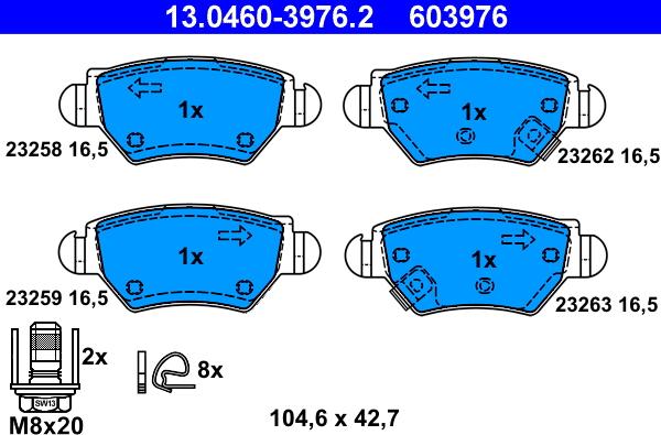 ATE 13.0460-3976.2 - Kit pastiglie freno, Freno a disco www.autoricambit.com