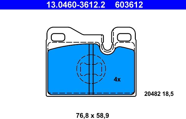 ATE 13.0460-3612.2 - Kit pastiglie freno, Freno a disco www.autoricambit.com