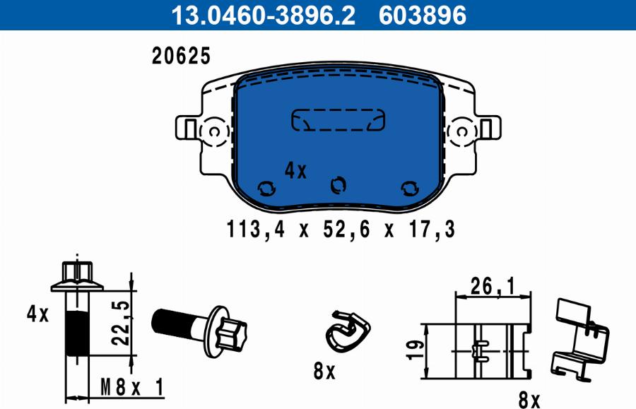 ATE 13.0460-3896.2 - Kit pastiglie freno, Freno a disco www.autoricambit.com