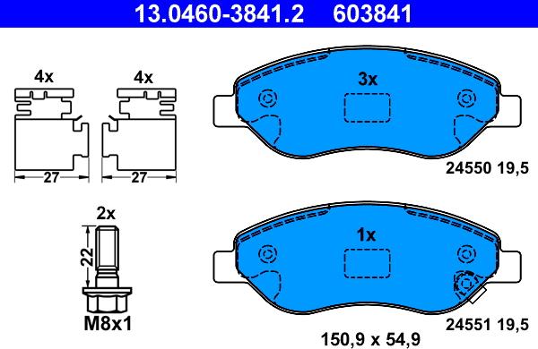 ATE 13.0460-3841.2 - Kit pastiglie freno, Freno a disco www.autoricambit.com