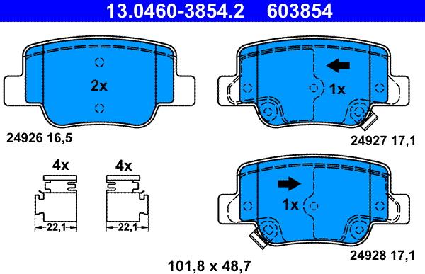 ATE 13.04603854.2 - Kit pastiglie freno, Freno a disco www.autoricambit.com