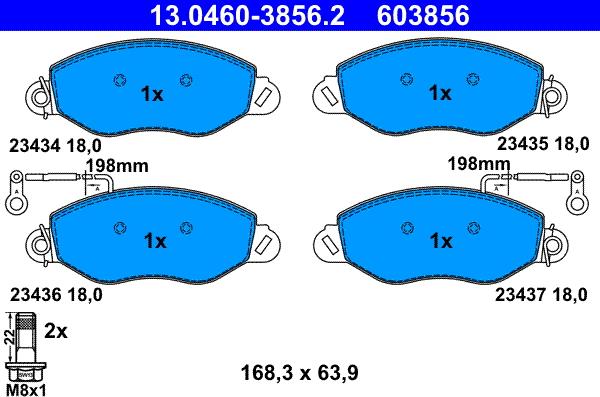 ATE 13.0460-3856.2 - Kit pastiglie freno, Freno a disco www.autoricambit.com