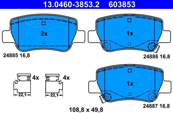 ATE 13.0460-3853.2 - Kit pastiglie freno, Freno a disco www.autoricambit.com