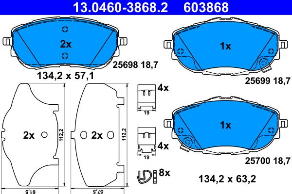 ATE 13.0460-3868.2 - Kit pastiglie freno, Freno a disco www.autoricambit.com