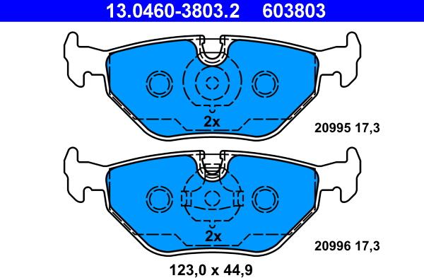 ATE 13.0460-3803.2 - Kit pastiglie freno, Freno a disco www.autoricambit.com