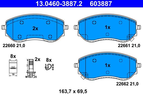 ATE 13.0460-3887.2 - Kit pastiglie freno, Freno a disco www.autoricambit.com