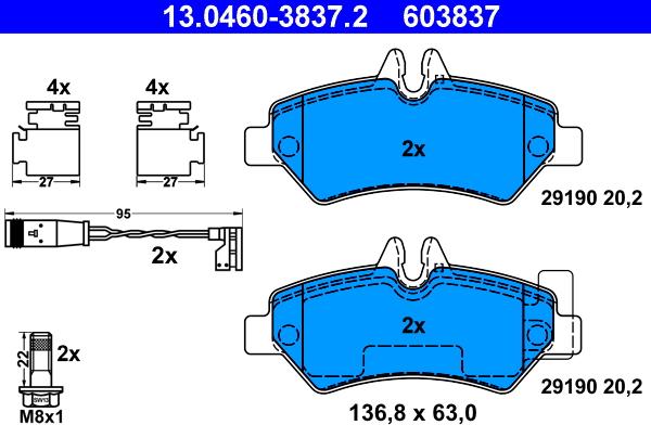 ATE 13.0460-3837.2 - Kit pastiglie freno, Freno a disco www.autoricambit.com